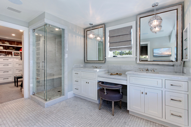 Bathroom with walk in closet layout. Walk in closet off the bathroom. Patterson Custom Homes