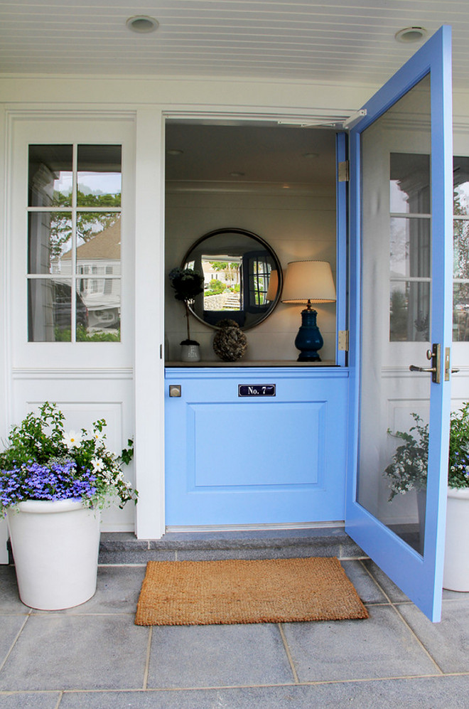 Dutch door. Dutch door. Front Dutch door painted in blue paint color. #Dutchdoor #Frontdoor #BlueDutchDoor #Bluedoor #PaintColor Brooks and Falotico Associates, Inc.