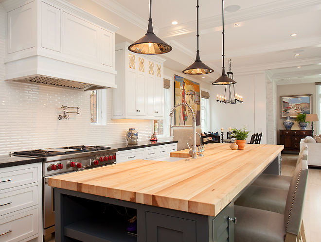 Kitchen backsplash. Backsplash is Alyse Edwards' Halfbaked Collection ( Whipped Cream 1 1/4"x6" Mesh Bars). Kitchen Backsplash. #Kitchen #Backsplash Patterson Custom Homes