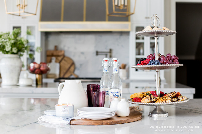 Kitchen island food display. Kitchen island food display perfect for parties and entertaining. Kitchen island food display ideas. #Kitchenisland #fooddisplay Alice Lane Home.