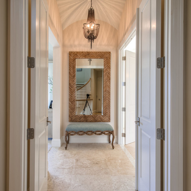 Master Bedroom entry. Master Bedroom entry with double doors, mirror and barrel ceiling. #MasterBedroom #entry #MasterBedroomentry Calusa Construction, Inc