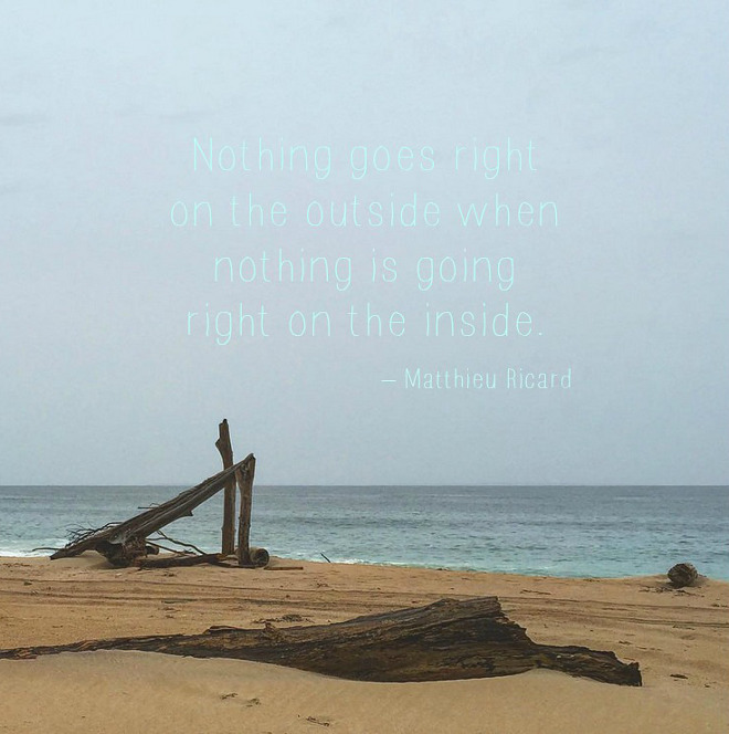 Matthieu Ricard Quotes. Nothing goes right on the outside when nothing is going right on the inside. Matthieu Ricard