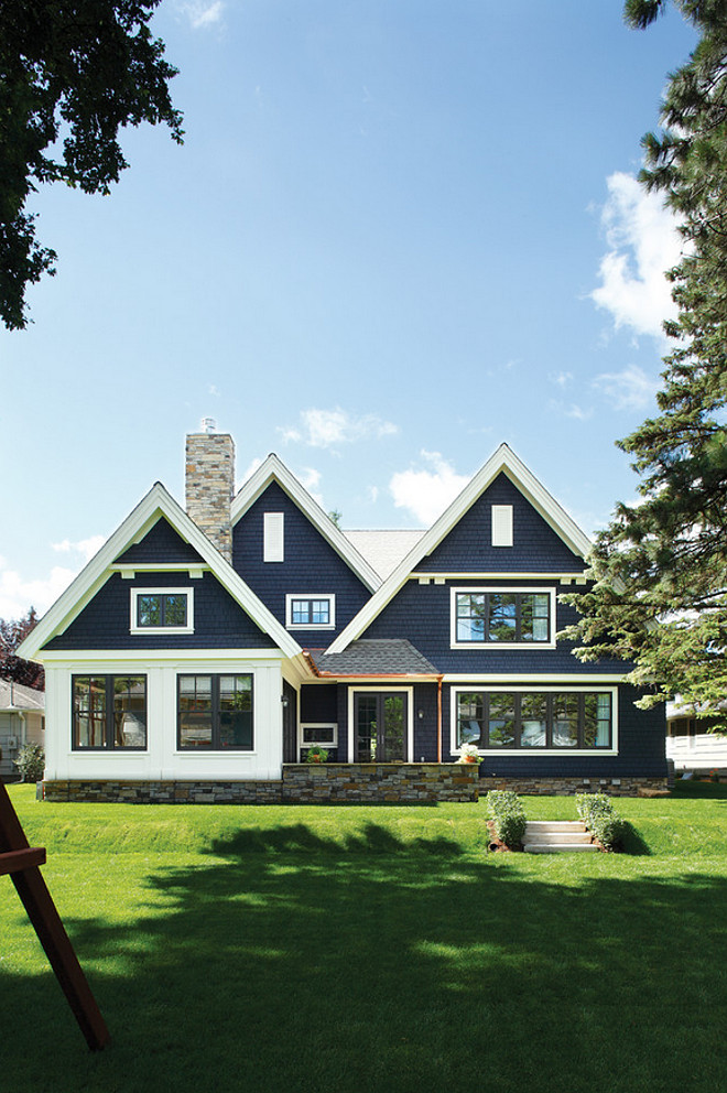 Navy home exterior with white trim. Navy home exterior with white trim. Navy home exterior with white trim #Navyexterior #homeexterior #whitetrim Kurt Baum & Associates