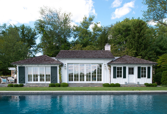 Pool House. Hamptons style pool house. #poolhouse #Hamptons Brooks and Falotico Associates, Inc.