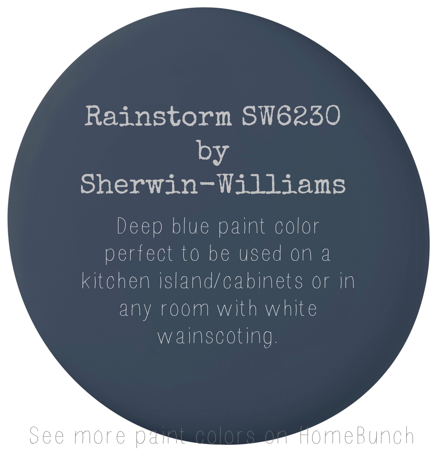 Rainstorm SW6230 by Sherwin Williams. Deep blue paint color perfect to be used on a kitchen island, cabinets or in any room with white wainscoting. #Rainstorm #SW6230 #SherwinWilliam Via Home Bunch.