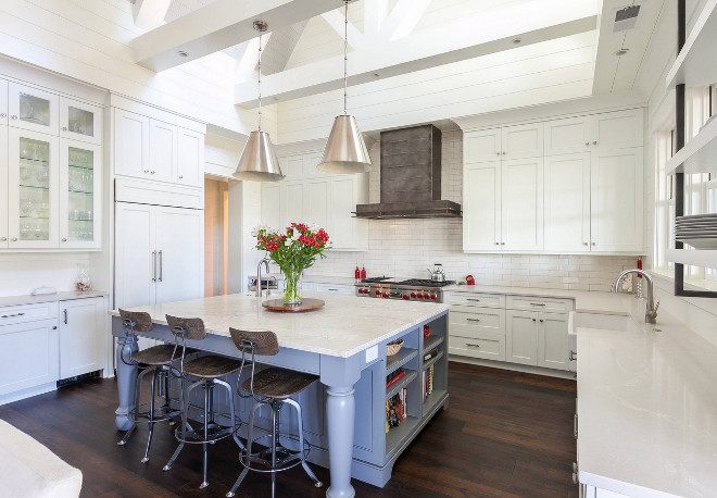 Shaker style kitchen cabinet with blue island. Shaker style kitchen cabinet with blue island ideas. #Shakerstyle #kitchen #cabinet #blueisland Charleston Home and Design