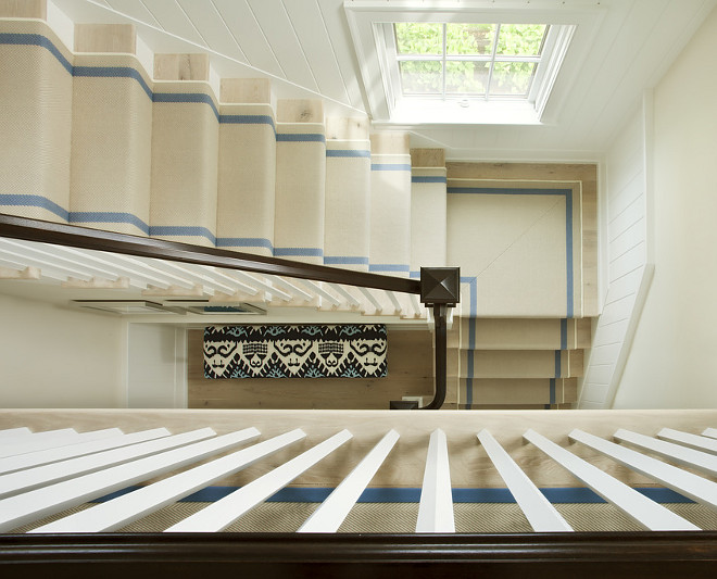 Staircase Runner. Beach house style staircase runner. #staircase #runner #StaircaseRunner Lynn Morgan Design.