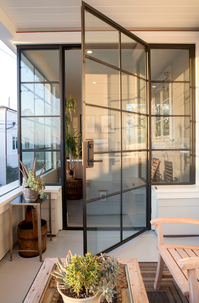 Steel Doors and Windows. The steel windows and doors add a punch of contemporary style to this home. #SteelDoors ##SteelWindows Patterson Custom Homes