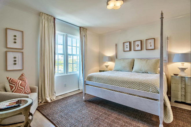 Bedroom Ideas. Neutral colors and plenty of textures create a warm and inviting space for guests in this bedroom. Interiors by Jan Ware Designs.