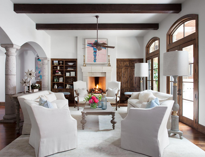 Hacienda style living room. Modern Hacienda style living room. White Hacienda living room #Hacienda #livingroom Heather Scott Home & Design