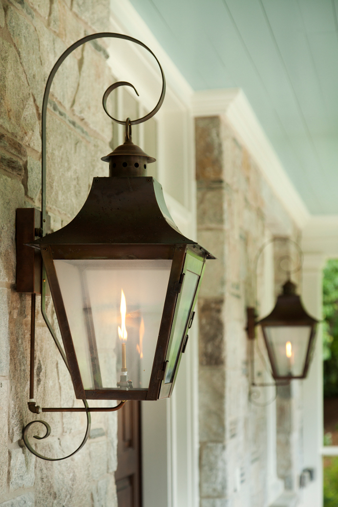 Outdoor lanterns. Outdoor gas lanterns. Lanterns are Gas lanterns by Bevolo. #Bevolo #gaslanterns #outdoorlanterns T.S. Adams Studio. Interiors by Mary McWilliams from Mary Mac & Co.