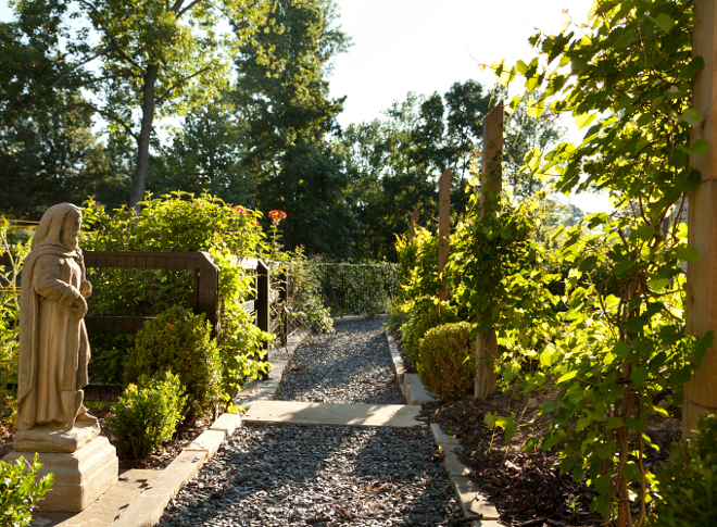 Vegetable Garden Path. The vegetable garden path is gravel. #vegetablegarden #gardenpath #gravel #path T.S. Adams Studio. Interiors by Mary McWilliams from Mary Mac & Co.