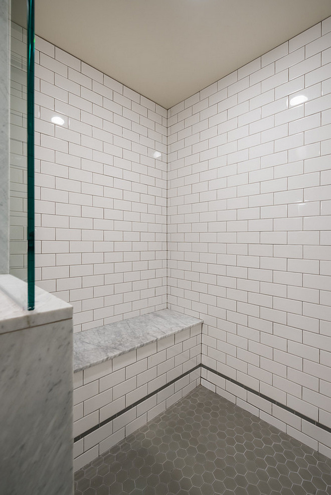 White and gray shower tile ideas. Combination of White and gray shower tiles. #Whiteandgrayshowertile #Whiteandgrayshower Northstar Builders, Inc.