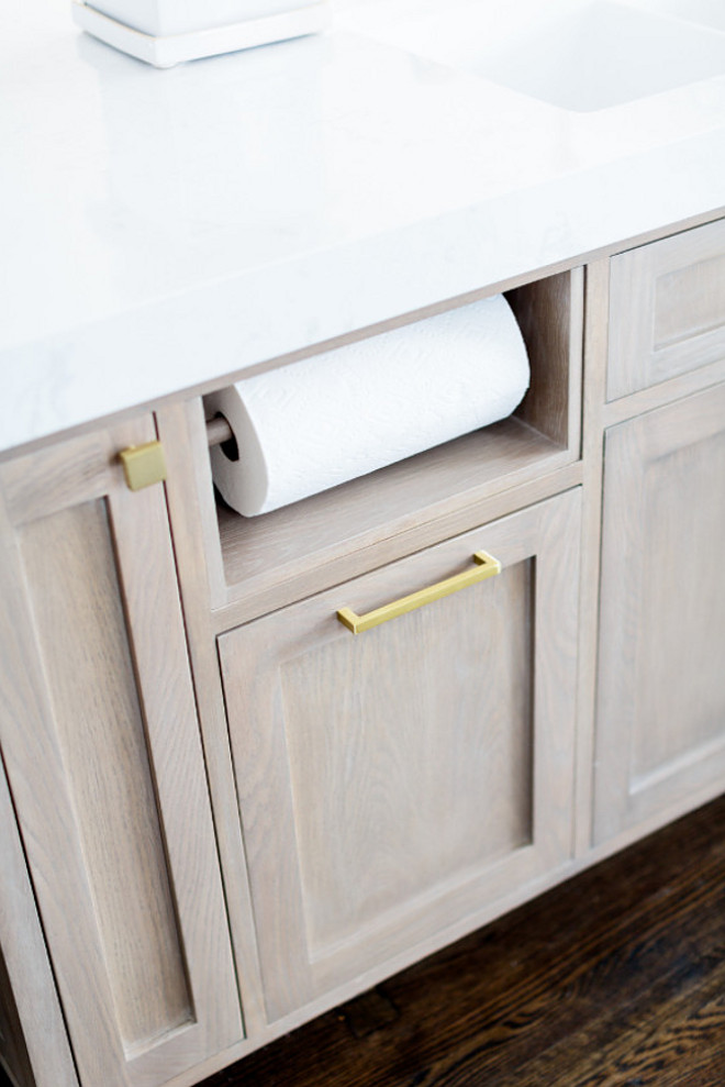 Built in paper towel holder. Kitchen island cabinet with Built in paper towel holder. Built in paper towel holder ideas #Builtinpapertowelholder #papertowelholder Finish Point Trim & Millwork, Inc