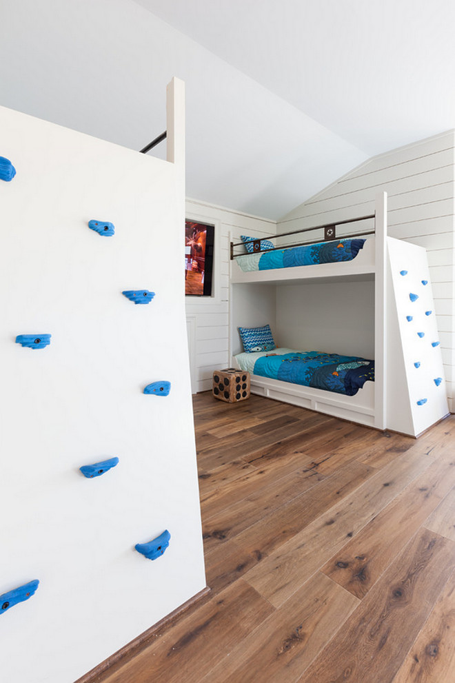 Bunk room custom bunk beds with climbing walls. Fun idea for kids bunk room. Bunk room custom bunk beds with climbing walls #Bun room #custombunkbeds #bunkbedss #climbingwalls Frankel Building Group