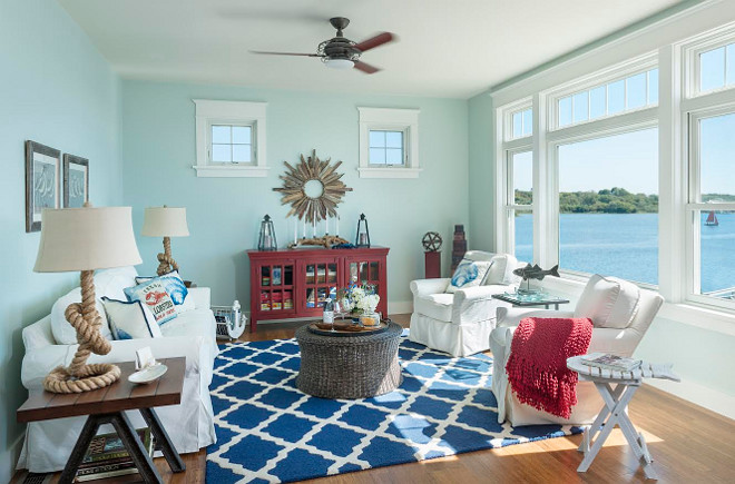 Coastal family room. Coastal family room with white slipcovered couches. Coastal family room #Coastalfamilyroom #familyroom #coastalinteriors #slipcoveredcouches #sofa
