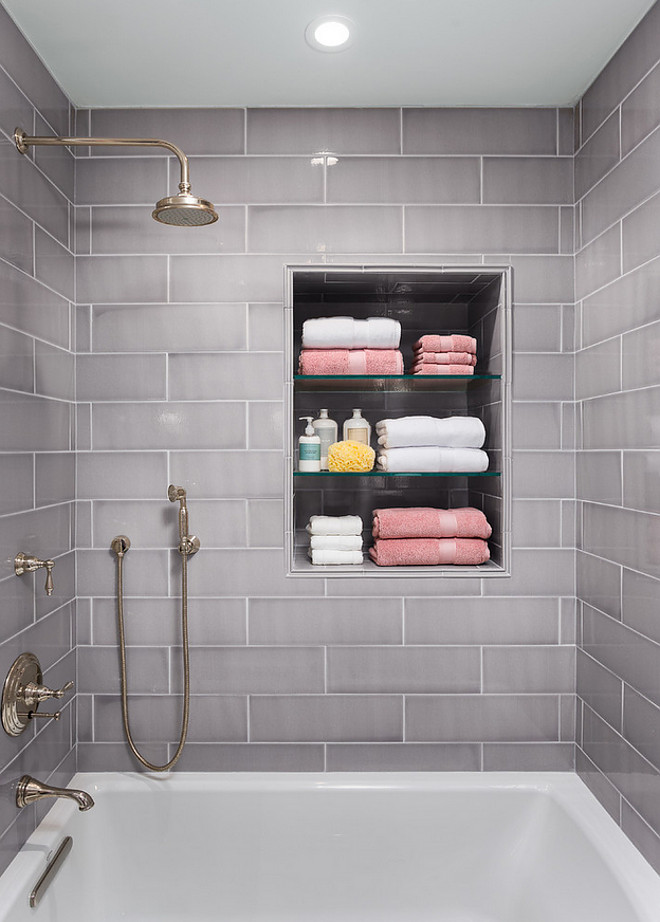 6 x 18 tile. The tile used in this bathroom was Jeffrey Court Breakwater Tile. It is 6" x 18" and actually has a slight linen texture to it (although it is hard to see the texture from the photo). The color is mist gloss. Robert Frank Interiors. Clark Dugger Photography