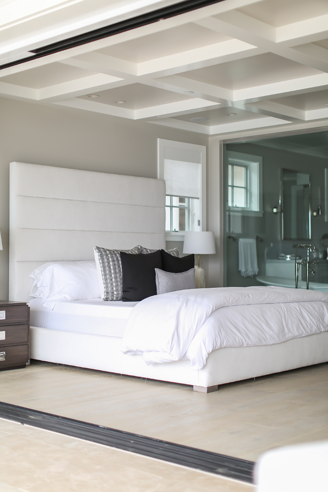 Bedroom Bed. Master bedroom bed is custom designed and fabricated by Melissa Morgan Design. in a white velvet fabric, it is also pre-treated for any staining. #bedroom #bed #velvet #whitebed Winkle Custom Homes. Melissa Morgan Design. Ryan Garvin Photography 