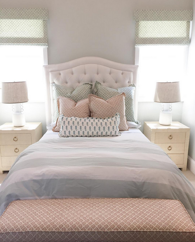 Girls bedroom bedding. Girls bedroom bedding ideas. Little girl bedroom bedding, duvet cover, pillows, shams. #Girlsbedroom #bedding #bedroom Brooke Wagner Design