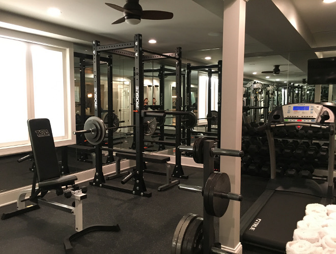 Home Gym. Basement Home Gym. Workout Equipment: Fitness Factory. Beautiful Homes of Instagram Sumhouse_Sumwear