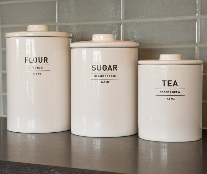 Kitchen Canisters. Take the time to style your home - these canisters from West Elm are so clean and pop against the kitchen backsplash. Kitchen countertop canisters. #kitchen #canisters kitchen-canisters Restyle Design, LLC.