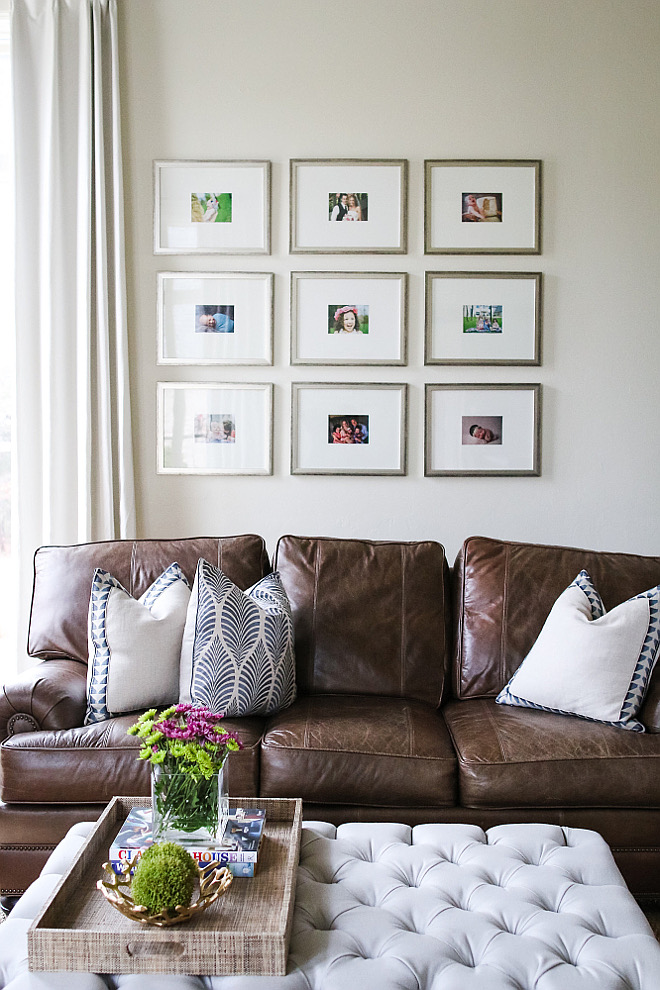 Gallery frame ideas. Gallery Frames: Custom Hobby Lobby. living-room-wall-gallery-above-sofa #gallery #frame #livingroom Home Bunch's Beautiful Homes of Instagram curlsandcashmere