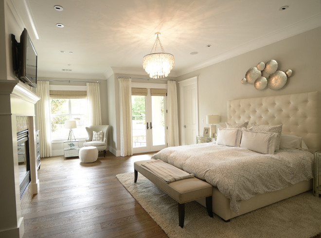 The same soft color palette found in the rest of the house continues in the master bedroom. Paint color is Silver Drop by Behr. master-bedroom-grey-and-white-master-bedroom Eye for the Pretty
