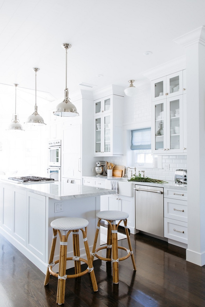 Modern coastal White Kitchen. This modern white coastal kitchen feels fresh and serene, yet also young and timeless Rita Chan Interiors Via Style me Pretty Living