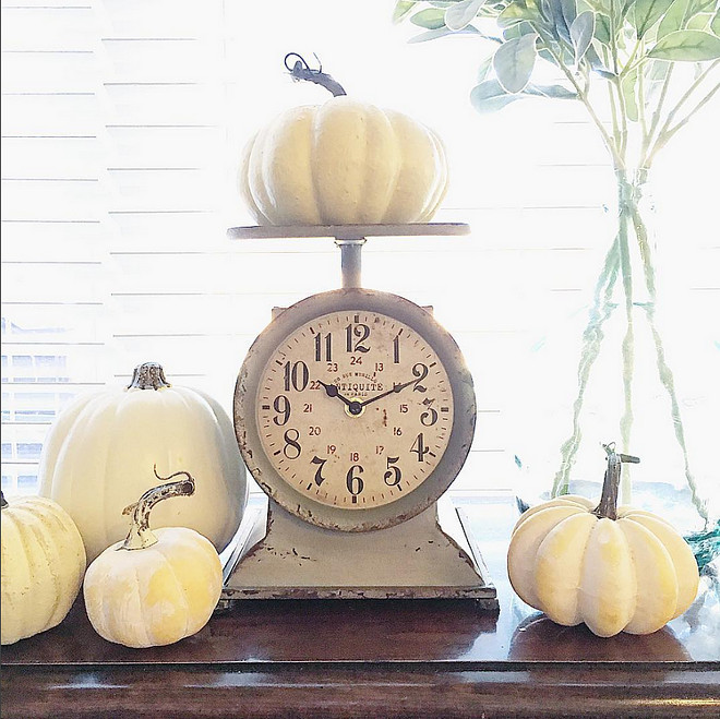 vintage-scale-and-white-pumkins-easy-way-to-decorate-for-fall thedowntownaly via Instagram.