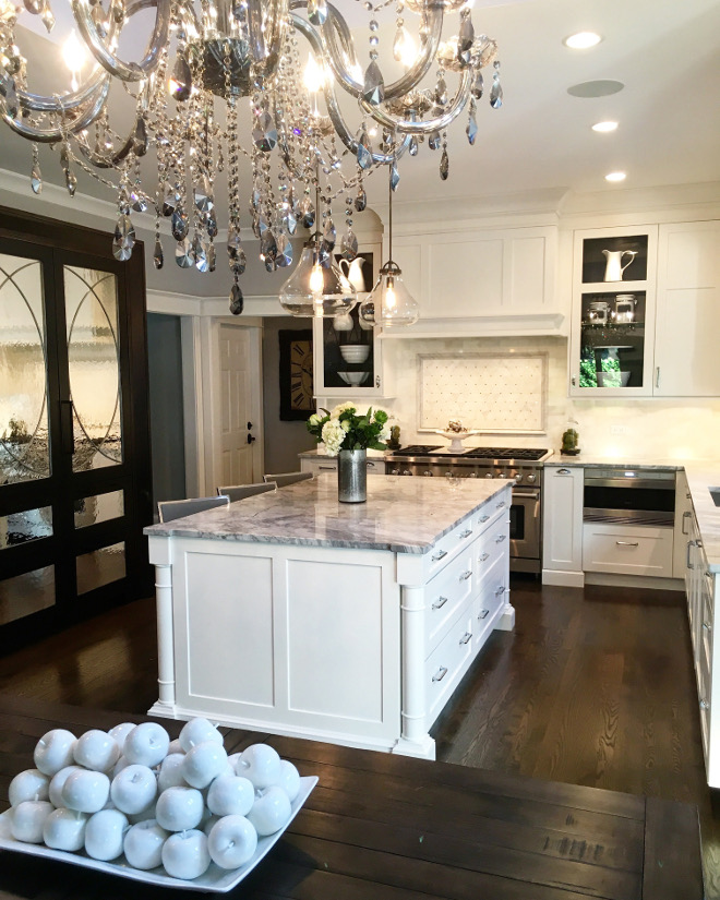 White kitchen with dark stained mirrored pantry cabinet. Kitchen. Kitchen. Kitchens Kitchen #kitchen #kitchens #kitchen Beautiful Homes of Instagram Sumhouse_Sumwear.jpg