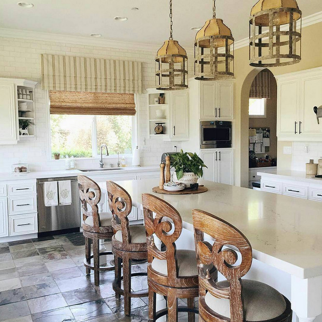 Creamy White Kitchen with Rustic Lighting. Creamy White Kitchen with Rustic Lighting #CreamyWhite #Kitchen #RusticLighting creamy-white-kitchen-with-rustic-lighting Tracy Lynn Studio Design via Instagram.