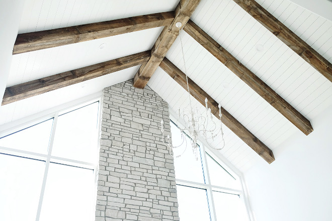 Ceiling Beams. Faux ceiling beams. The beams are actually faux beams. Beams can get expensive and heavy, so these are just barn wood that got mitered together. #ceilingbeams ##barnwoodbeams #beams #fauxbeams faux-ceiling-beams Beautiful Homes of Instagram @nc_homedesign via Home Bunch