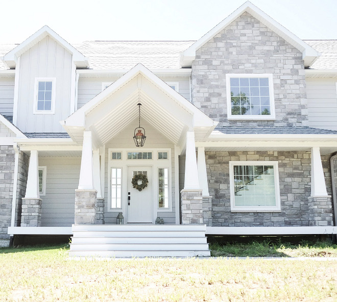 Grey stone. Exterior grey stone. The exterior stone is gray with no stain "Ohio Limestone". #greystone #greyexteriorstone #stone #OhioLimestone Beautiful Homes of Instagram @nc_homedesign via Home Bunch