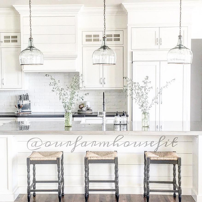 Farmhouse kitchen lighting. Kitchen lighting. Farmhouse kitchen lighting. Kitchen Lighting above Island is from Shades of Light, Large Glass Cloche Pendant Farmhouse kitchen lighting is #Farmhousekitchenlighting #Farmhousekitchenlight #Farmhousekitchenlightideas #Farmhouse #kitchenlightkitchen-lighting Home Bunch's Beautiful Homes of Instagram ourfarmhousefit