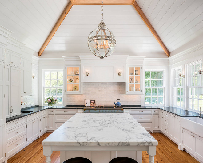 White kitchen plank ceiling. Beautiful white kitchen with white plank ceiling. #Whitekitchenplankceiling #whitekitchen #plankceiling white-kitchen-plank-ceiling EC Trethewey Building Contractors, Inc