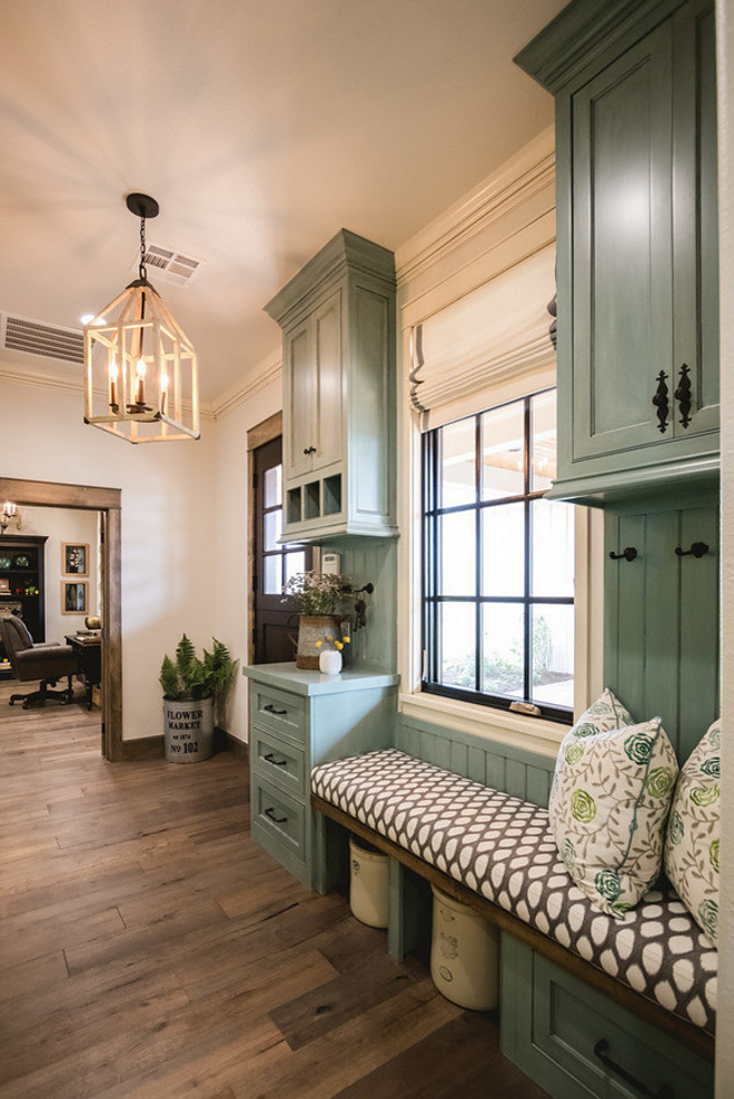 Robins egg blue mudroom cabinet. Mudroom painted in a Robins egg blue color. #Robinseggblue #mudroom #cabinet robins-egg-blue-mudroom-cabinet Alicia Zupan