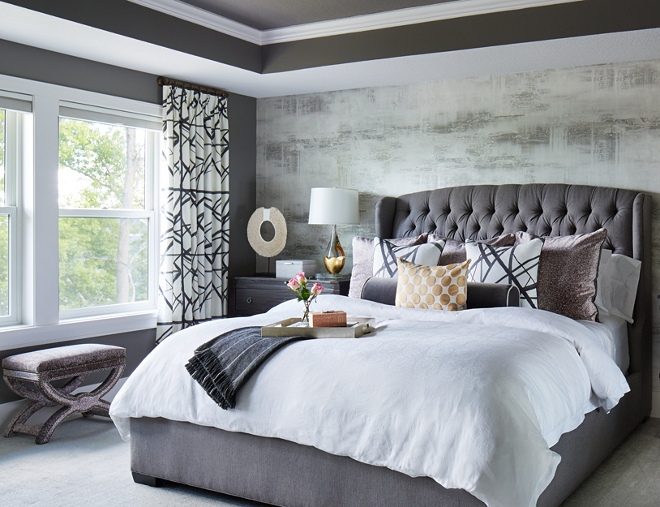 Velvet Bed. Grey velvet bed. Bed is Vanguard in Romo velvet fabric. #Velvetbed #velvetfabric #greyvelvet Vivid Interior Design