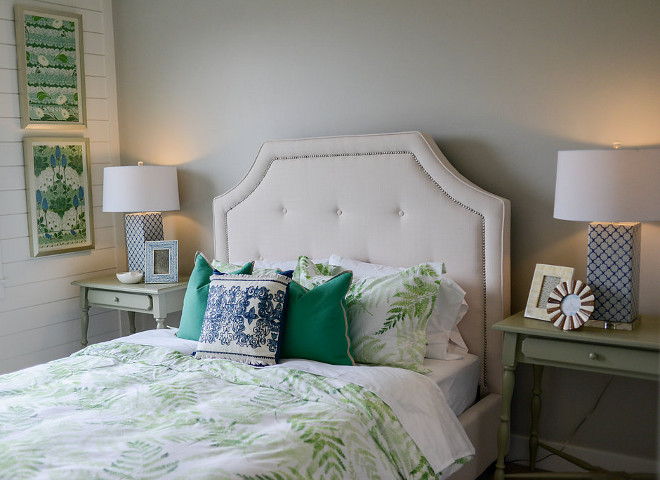 Bedroom accent color. Splash of green decor brings a great energy to this bedroom. #bedroom #accentcolor Millhaven Homes