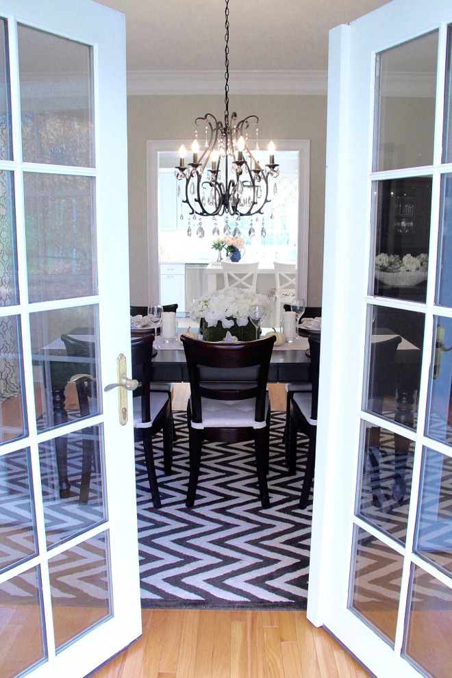 Dining Room French Doors. The dining room has a set of French doors leading to a small covered stone porch and a birch tree just off the porch. Dining Room French Door Ideas. Dining Room French Doors. Dining Room French Doors #DiningRoomFrenchDoors #DiningRoom #FrenchDoors