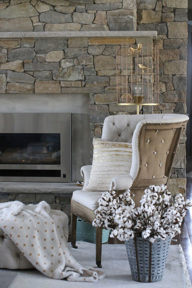 Rustic Linen Chair. Rustic Linen Chair. Rustic Linen Chair. Fireplace living room chairs. Rustic Linen Chair is from Restoration Hardware. #RusticLinenChair #LinenChair living-room-fireplace-chair Home Bunch's Beautiful Homes of Instagram - @artfulhomestead