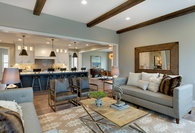 Main Area Open Floor Plan. Main Area Open Floor Plan. Main Area Open Floor Plan ideas. Family room opens to kitchen and kitchen nook. The rooms feel connected but aesthetically divided. #MainArea #OpenFloorPlan main-area-open-floor-plan-ideas Homes by Tradition