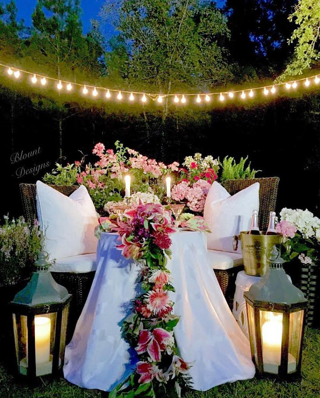 Romantic Dinner for Two. Can you imagine having a romantic dinner al fresco for two like this? romatic-al-fresco-dinner Home Bunch Beautiful Homes of Instagram blountdesigns