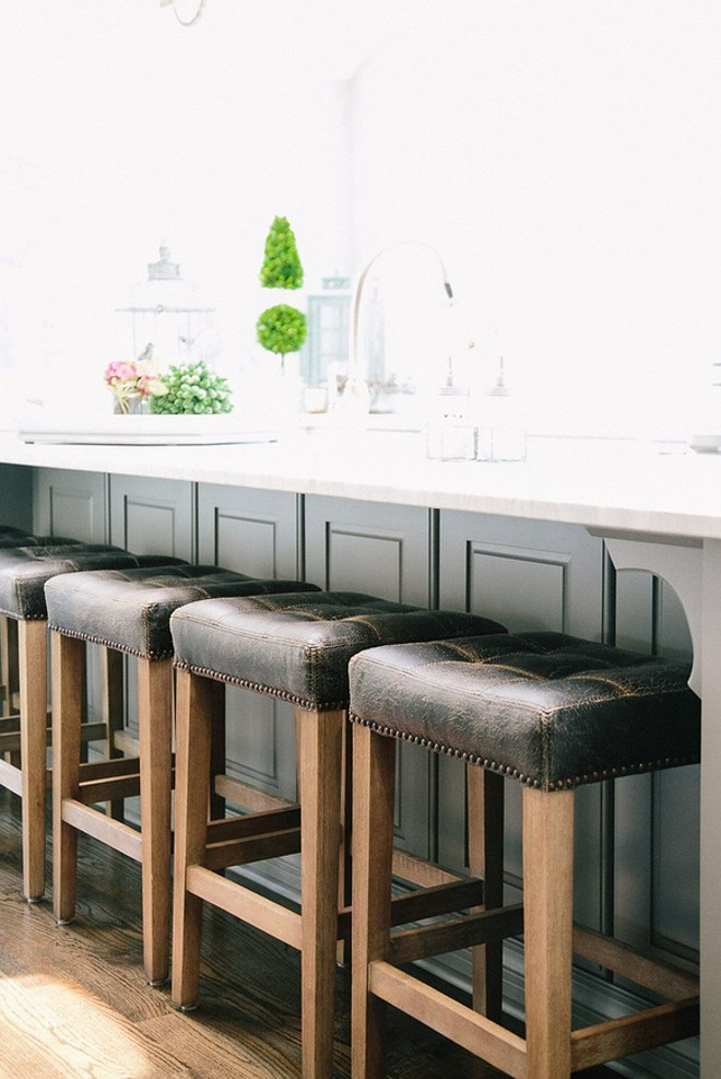 Kitchen leather barstools. Kitchen leather barstool ideas. Kitchen leather barstools. Bar stools are Four Hands Furniture. stools #leatherbarstools #barstools #leather Outrageous Interiors