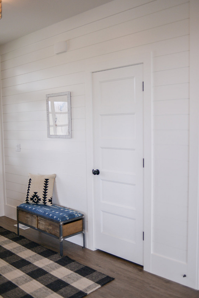 White shiplap paint color. White Shiplap paint color is Eider White SW7014 by Sherwin Williams. #WhiteShiplapPaintColor #whiteshiplap #paintcolor #EiderWhiteSW7014SherwinWilliams Millhaven Homes