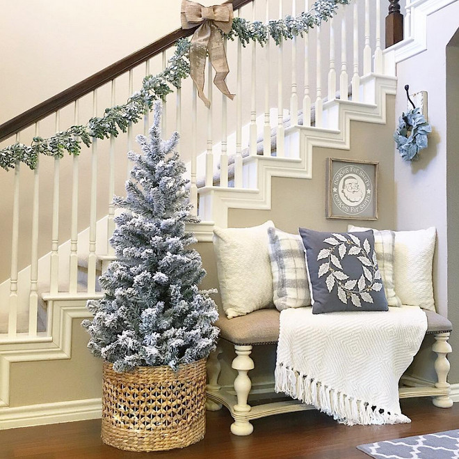 Farmhouse Foyer. Farmhouse Foyer Christmas Decor. Neutral Farmhouse Foyer. Farmhouse Foyer Christmas Decor. #FarmhouseFoyer #FarmhouseFoyerChristmasDecor #FarmhouseFoyer #ChristmasDecor #NeutralFarmhouseFoyer #ChristmasDecorIdeas Aly McDaniel via Instagram @thedowntownaly