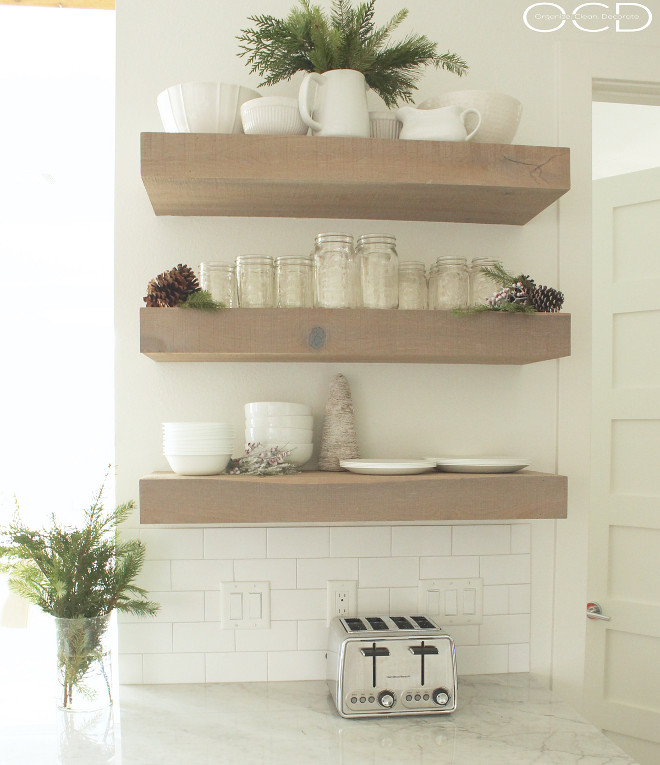 Thick Wood Shelves. Chunky Kitchen Shelves. Thick Wood Kitchen Shelves. Chunky Kitchen Shelves. Thick Wood Kitchen Shelf. Thick Wood Kitchen Shelves. #ChunkyKitchenShelves #ChunkyKitchenShelf #ThickWoodShelves Beautiful Homes of Instagram organizecleandecorate