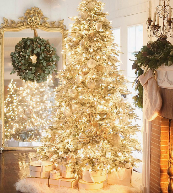 Warm white light frosted Christmas tree ideas. Warm white light frosted Christmas tree. Warm white light frosted Christmas tree ideas. Warm white light frosted Christmas tree ideas #Warmwhitelight #frostedChristmastree #frostedChristmastreeideas French Country Cottage via Instagram @frenchcountrycottage