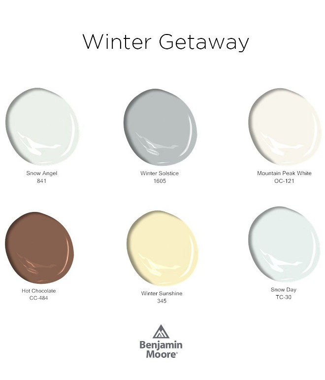Benjamin Moore Paint Colors. New Benjamin Moore Paint Colors. Escape Winter Blues with these Benjamin Moore Paint Colors. Benjamin Moore 841 Snow Angel. Benjamin Moore 1605 Winter Solstice. Benjamin Moore CC-484 Hot Chocolate. Benjamin Moore 345 Winter Sunshine. Benjamin Moore TC-30 Snow Day #BenjaminMoore #PaintColors #BenjaminMoorePaintColors #NewBenjaminMoorePaintColors #BenjaminMoore841SnowAngel #BenjaminMoore1605WinterSolstice #BenjaminMooreCC484HotChocolate #BenjaminMoore345WinteSunshine #BenjaminMooreTC30SnowDay Via Benjamin Moore