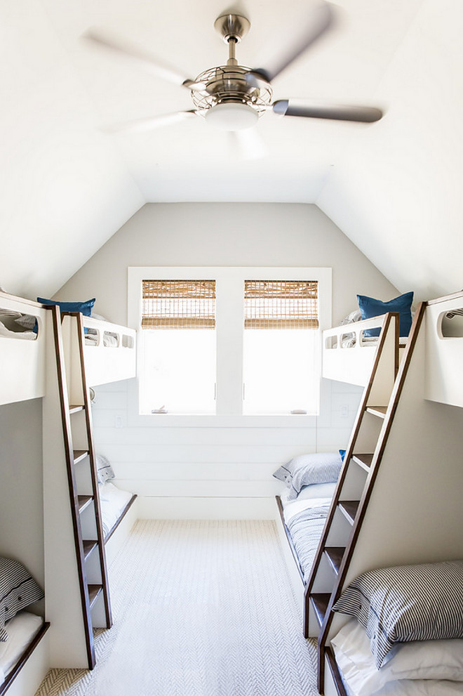 Bunk room with eight bunk beds and built in ladders between bunk beds. Bunk room with eight bunk beds and built in ladders between bunk bed ideas #Bunkroom #eightbunkbeds #builtinladders #bunkbedladders Timberidge Custom Homes