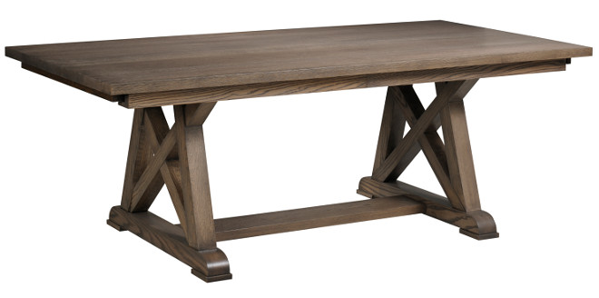 Dining Table: Canal Dover Furniture - Arvada Table. $$ Available in sizes: 42 inches - 48 inches Width x 66 inches - 84 inches Length (6 inches increments). Leaves: 18 inches leaf on each end. Species: Oak, Brown Maple, Cherry, Maple, Quartersawn White Oak.